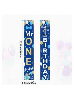 Mr. Onederful Birthday Banner 1st Birthday Porch Sign Hanging Door Banner- 2